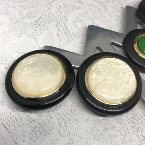 Bundle lot 2 vintage 80's 90's round button shape statement look earrings. - Picture 6 of 7